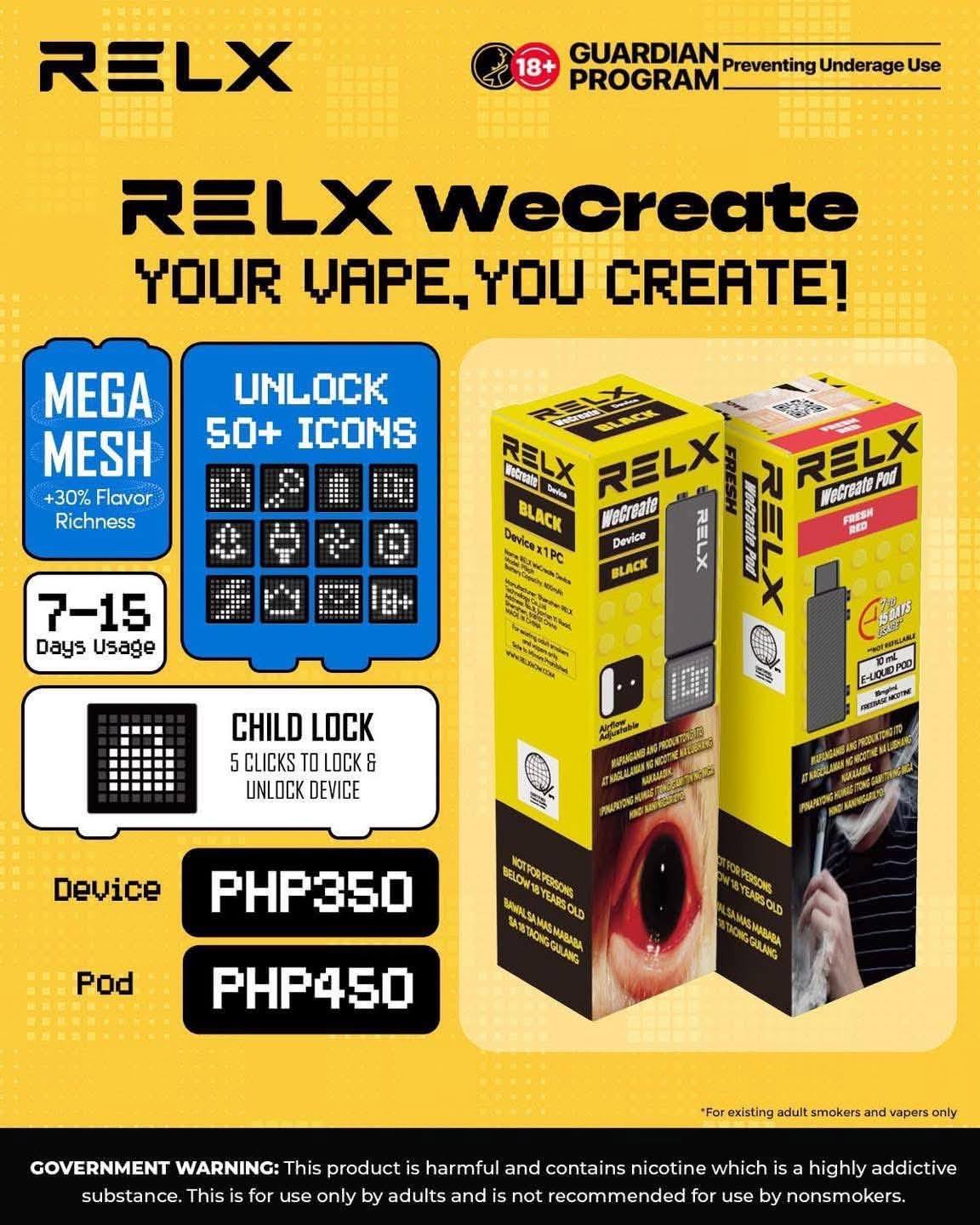 Relx We Create Pre-filled Pod and Battery